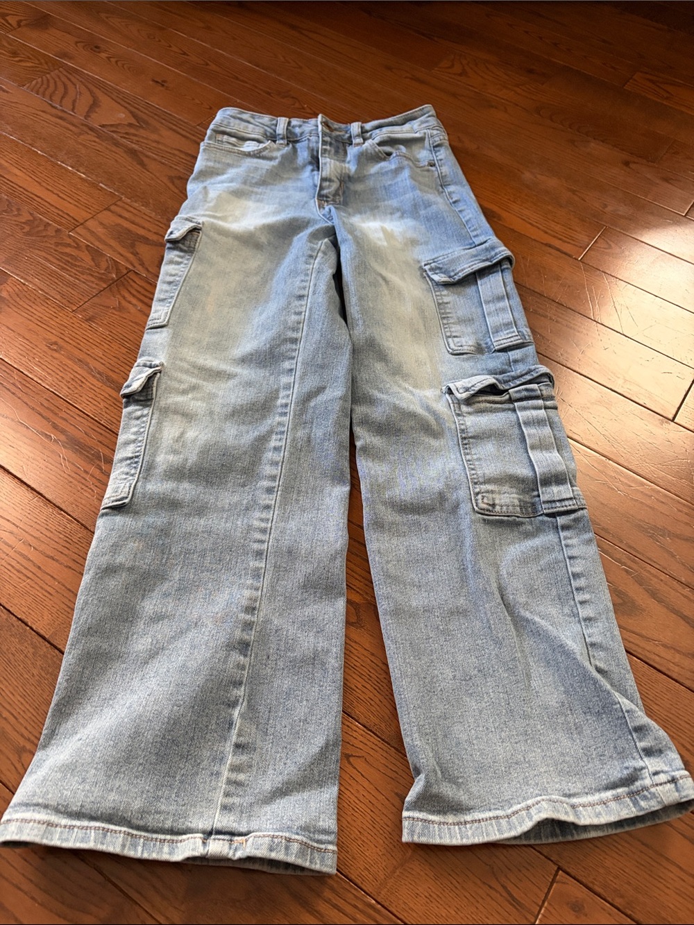 Light Blue Cargo Wide-Leg Girl’s Jeans